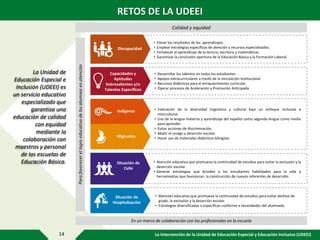 La intervención de la unidad de educación especial y educación PPT