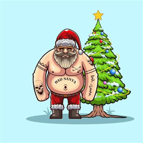 Premium Vector Vector Illustration Of Bad Santa Claus With Crismas Tree