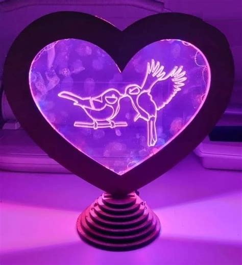 Laser Engraving 3D Illusion Acrylic Heart Lamp Vector File Vectors File