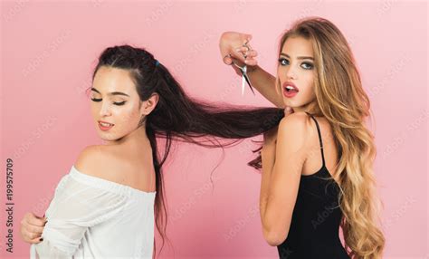 Sexy Women With Long Hair Lesbian Stock Photo Adobe Stock