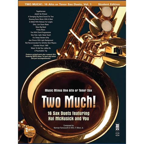 Music Minus One Two Much 16 Duets For Saxophone Music Minus One Series Book With Cd Musician