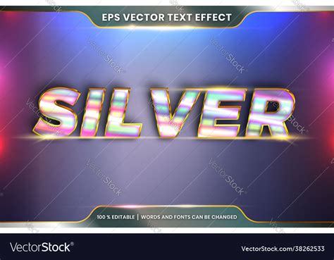 Text Effect In D Chrome Words Font Styles Theme Vector Image