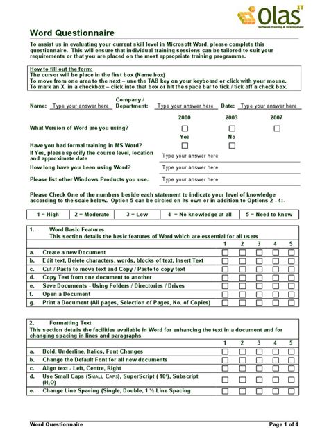 Word Questionnaire Macro Computer Science Microsoft Word