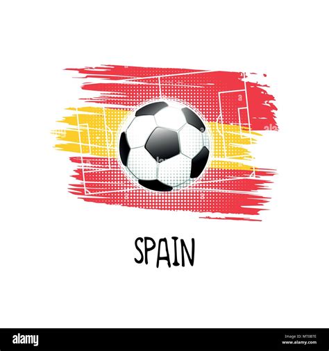 Hand Written Word Spain With Soccer Ball Soccer Field And Abstract