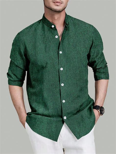 Manfinity Mode Men S Casual Solid Color Long Sleeve Shirt In 2024