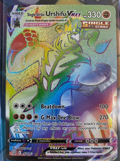 Pokemon TCG Single Strike Urshifu Vmax Rainbow Secret Rare 167 163 NM