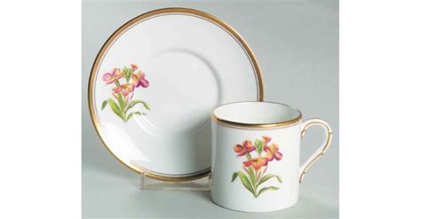 Williamson Flower Flat Demitasse Cup Saucer Set By Royal Worcester