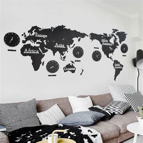 Reloj De Pared Con Mapa Del Mundo En D Decoraci N Creativa Para Sala