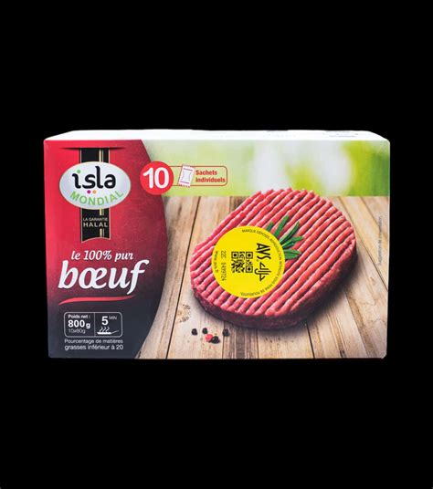 Steak haché 100 pur bœuf Isla Mondial Halal Chez Vous