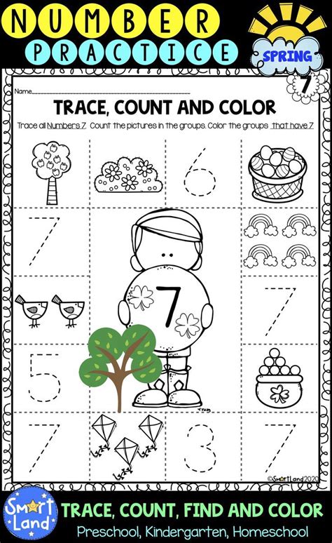 Numbers 1 10 Counting Tracing And Identifying Worksheets Spring