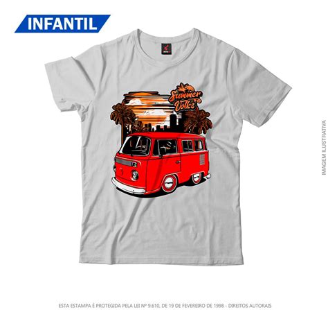 Camiseta Infantil Summer Volks Clipper Vermelha Branca Masculino