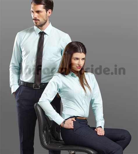 Manager Industry Office Uniform Blue Solid Shirts HC9