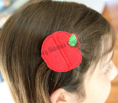 In The Hoop Apple Bobby Pin Felt Embroidery Design The Creative Frenzy