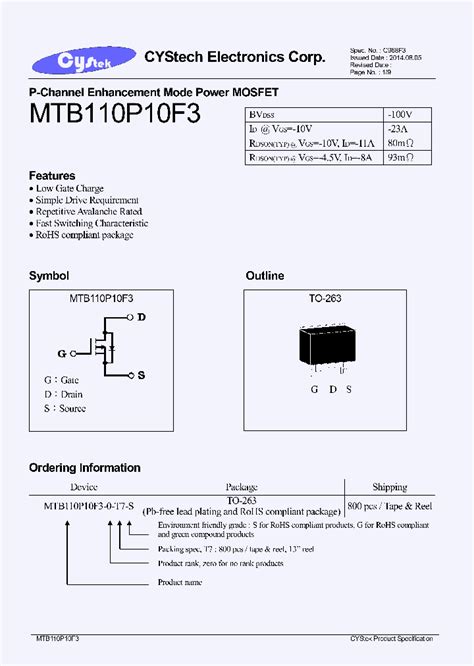 Mtb110p10f3 0 T7 S8626857pdf Datasheet Download Ic On Line