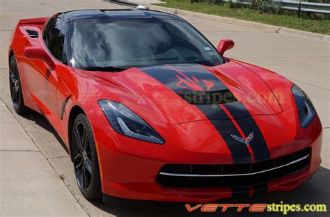 2014-2019 C7 Corvette Hood Stinger stripe with Stingray logo cutout - VetteStripes.com