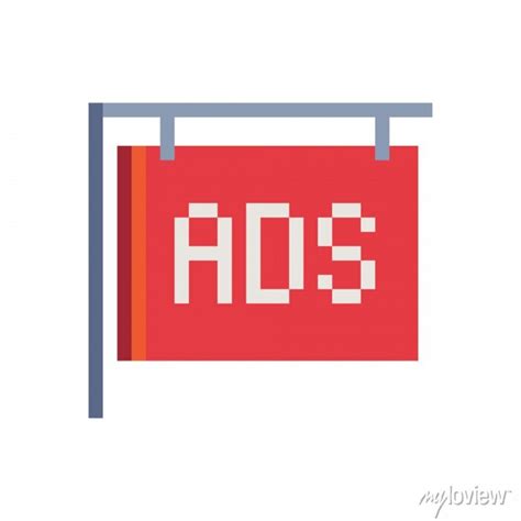 Billboard Pixel Art Icon Signboards Isolated Vector Illustration