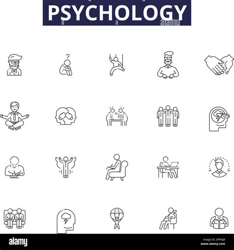 Psychology Line Vector Icons And Signs Mind Behavior Brain