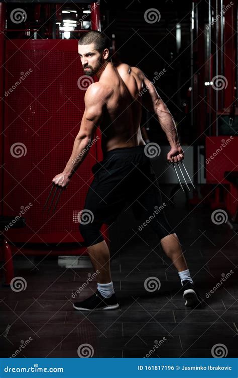 Portrait Of A Superhero With Claws In Gym Editorial Photo Image Of