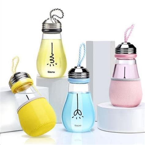 Jual Botol Bohlam Kaca Pouch Lampu Minum Unik Hampers 400ml