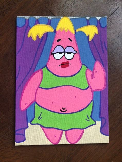 Patricia Spongebob X Acrylic Painting Etsy Simple Canvas