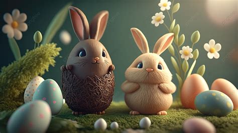 Easter Bunny Cute Background Rabbit Easter Eggs Easter Background