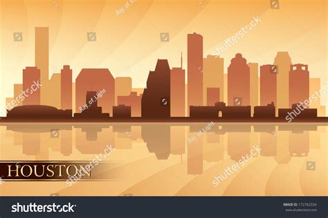 Houston City Skyline Silhouette Background Vector Stock Vector Royalty