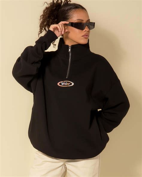 Shop Wndrr Ellipse Quarter Zip Jumper In Black - Fast Shipping & Easy