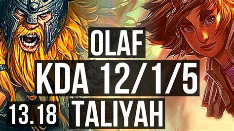 OLAF Vs TALIYAH JNG 12 1 5 2 4M Mastery Legendary 500 Games