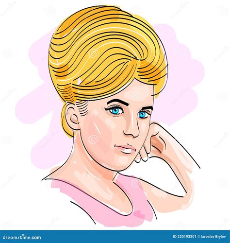 Blonde Girl With Blue Eyes Vector Portrait Stock Vector Illustration Of Portrait Modern