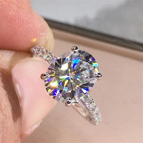 Anel De Moissanite Branca K Luxo Ct Corte Oval Cor Gh Anel De