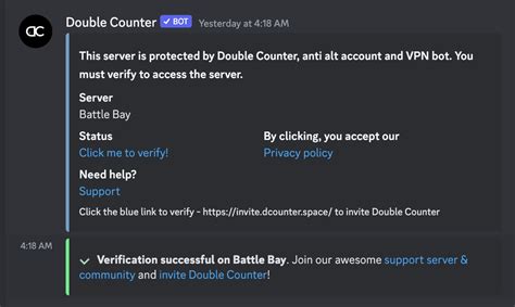 Features And Settings Double Counter Discord Verification Bot Alt Detector And Vpn Blocker