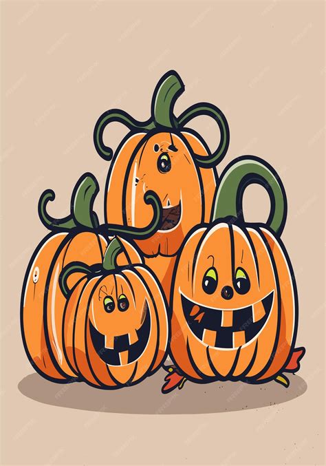 Premium Vector Halloween Pumpkin Patch 2d Clipart Vector Design