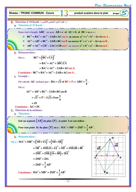 Le Produit Scalaire Cours 1 Alloschool