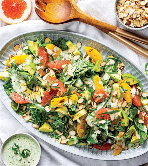 Citrus And Kale Salad With Green Goddess Dressing