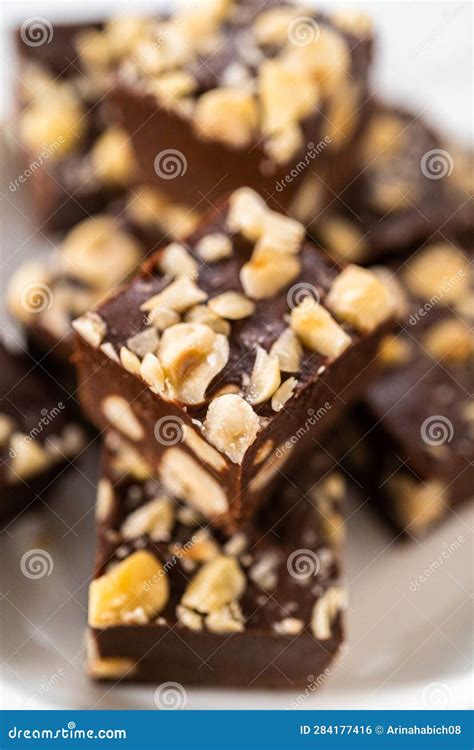 Chocolate Hazelnut Fudge Stock Photo Image Of Fudge 284177416