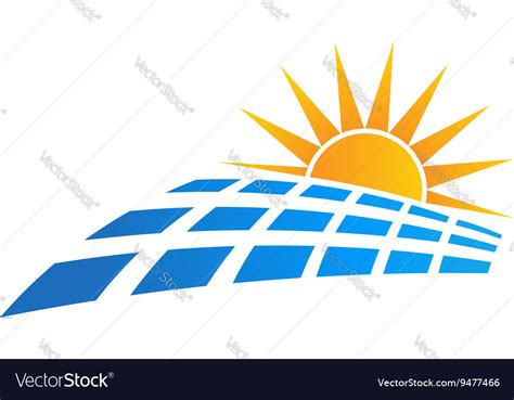 Sun solar panel logo Royalty Free Vector Image