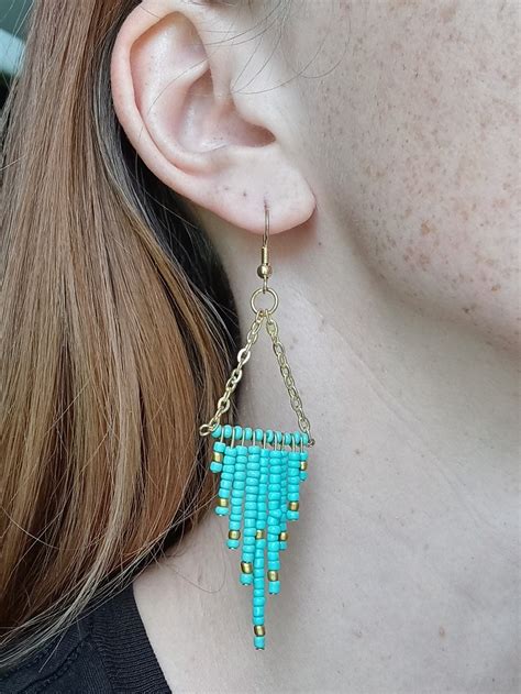 Seed Bead Tassel Earrings Etsy