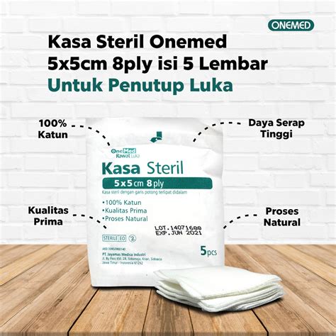 kasa steril onemed cmxcm isi ply gauze swab steril penutup luka