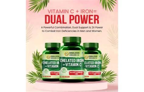 Himalayan Organics Chelated Iron With Vitamin C Supplement Tablets