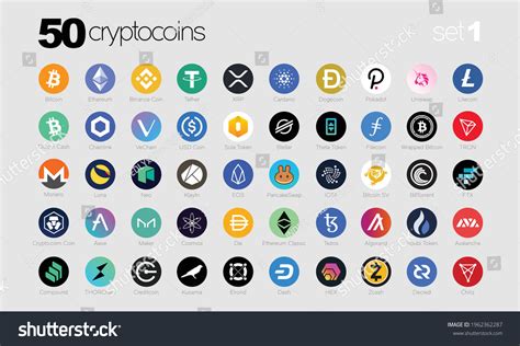 Cryptocurrency Crypto Coins Logo Set Market Stock Vector Royalty Free