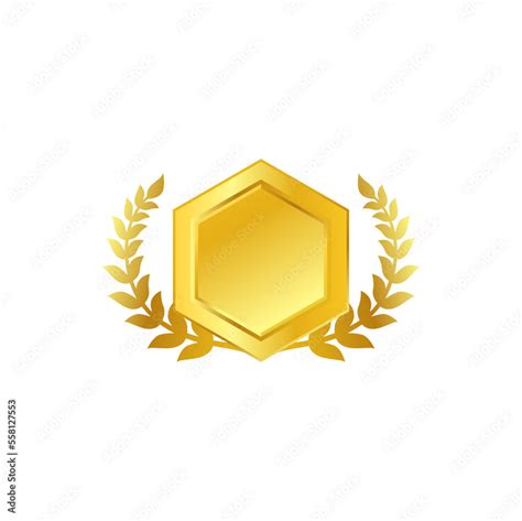 Golden Game Award Badges Level Ui Icons Empty Gold Hexagon Frames