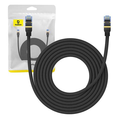 Braided Network Cable Cat7 Baseus Ethernet Rj45 10gbps 5m Black