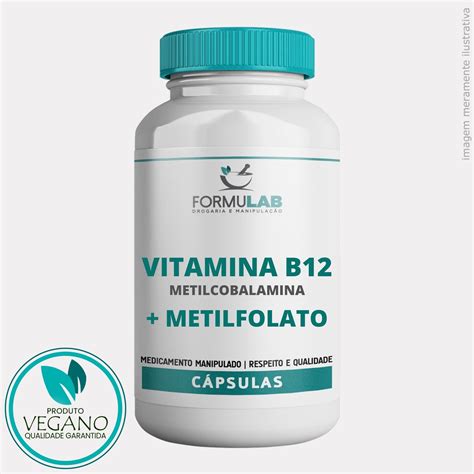 Vitamina B12 Metilcobalamina 500mcg Metilfolato 800mcg Vegan Formulab Farmácia De