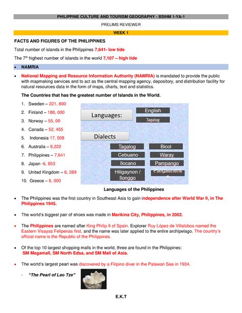 Pctg Prelims Reviewer Philippine Culture And Tourism Geography