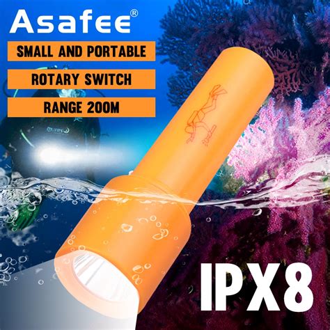 Asafee D115 60g Portable T6 LED Diving Flashlight Torch 800LM IPX8