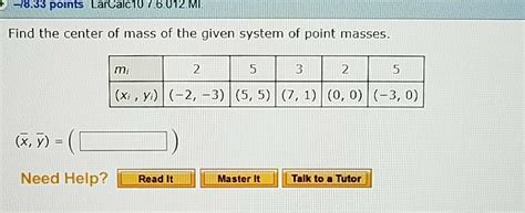 Solved Find The Coordinates Of The Center Of Mass Of The