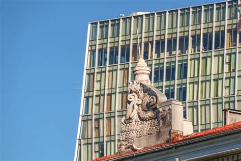 Contrast Of Old And New Buildings Stock Image - Image of center, facade ...