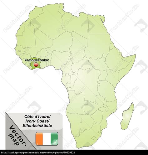 Island Map Of Ivory Coast With Capitals In Green Royalty Free Image