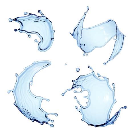 Premium Photo D Render Collection Of Water Splash Elements