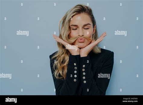 Crazy Blonde Woman Having Fun And Fooling Around Stock Photo Alamy